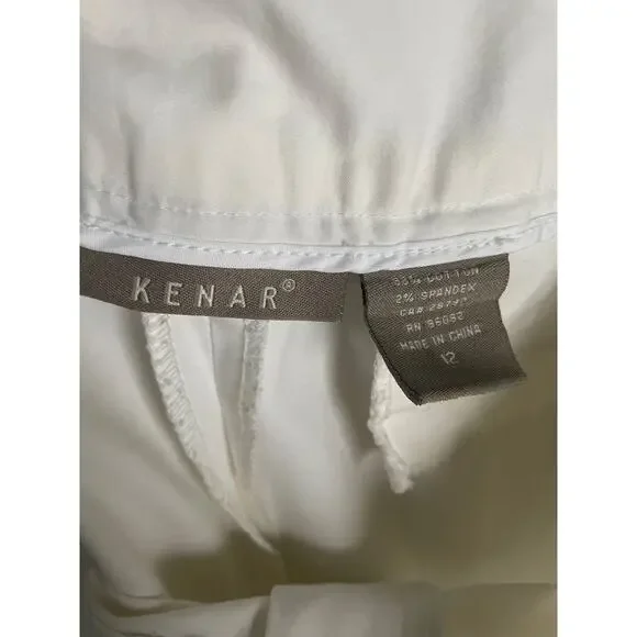 Kenar White Bootcut Low Rise Pants Y2K Dress Pants sz 12 Work Minimalist Neutral - Picture 3 of 6